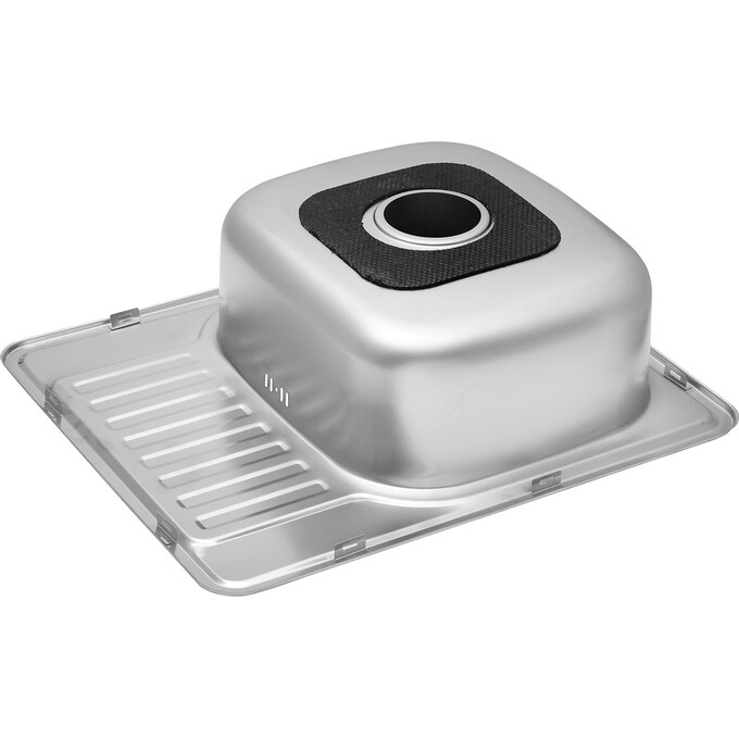 Кухонная мойка Kroner KRP Dekor 5848 (Dekor-584808180, 58x48 см, 0.8 мм, с сифоном), Тип поверхности: декор (рифленая), фото 7