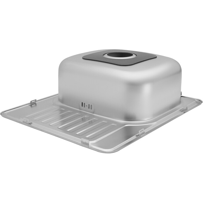 Кухонна мийка Kroner KRP Satin 5848 (Satin-584808180, 58x48 см, 0.8 мм, з сифоном), Тип поверхні: сатин (матовая), фото , изображение 4