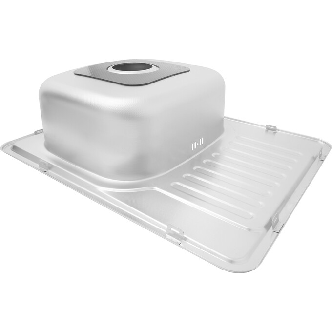 Кухонна мийка Kroner KRP Dekor 6350 (Dekor-635008180, 63x50 см, 0.8 мм, з сифоном), Тип поверхні: декор (рифленая), фото , изображение 8