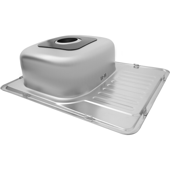 Кухонна мийка Kroner KRP Satin 6350 (Satin-635008180, 63x50 см, 0.8 мм, з сифоном), Тип поверхні: сатин (матовая), фото , изображение 6