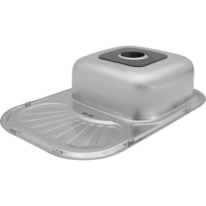 Кухонна мийка Kroner KRP Satin 7549 (Satin-754908180, 75x49 см, 0.8 мм, з сифоном), Тип поверхні: сатин (матовая), фото , изображение 6