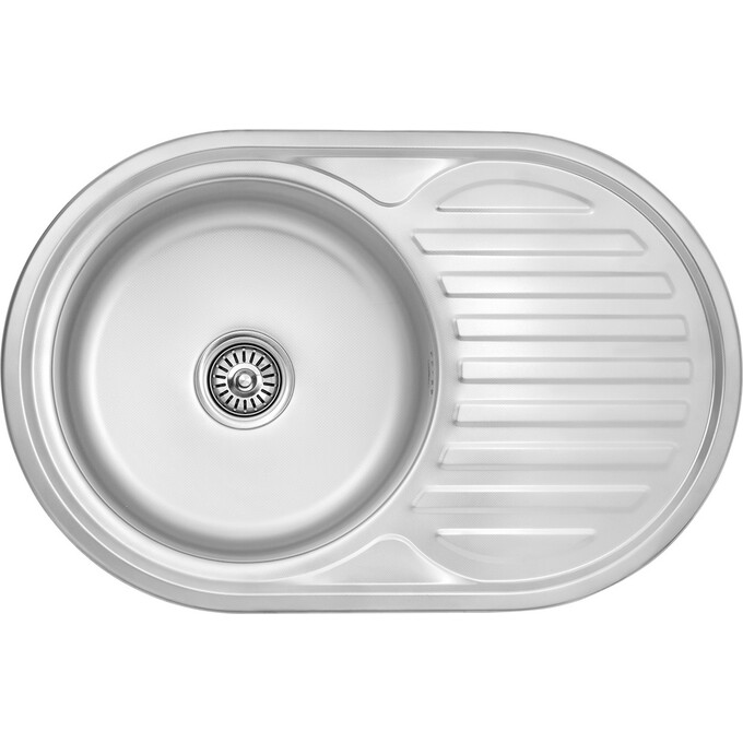 Кухонна мийка Kroner KRP Dekor 7750 (Dekor-775006160, 77x50 см, 0.6 мм, з сифоном), Тип поверхні: декор (рифленая), фото 