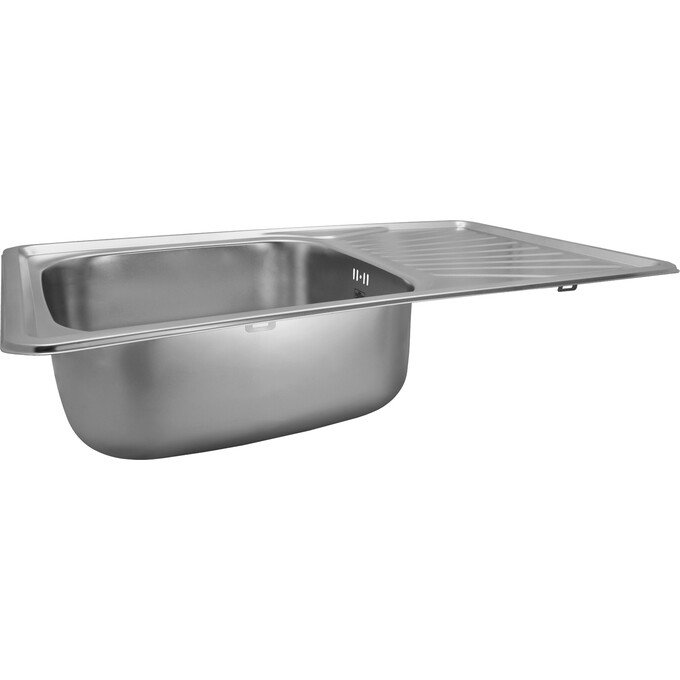 Кухонна мийка Kroner KRP Satin 7848 (Satin-784808180, 78x48 см, 0.8 мм, з сифоном), Тип поверхні: сатин (матовая), фото , изображение 6