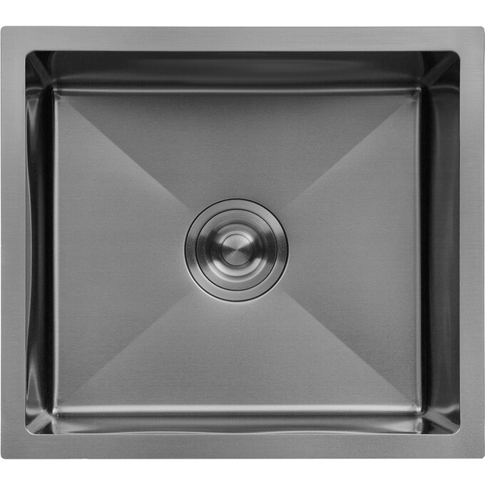 Кухонная мойка Kroner KRP Schwarze 4843HM PVD (Schwarze-4843HM, 48x43 см, 3.0/1.0 мм, с коландером и сифоном), фото 