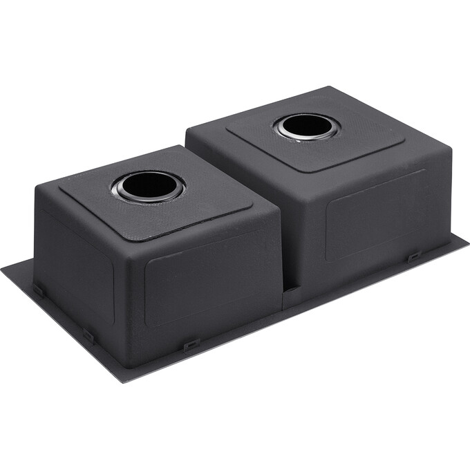 Подвійна кухонна мийка Kroner KRP Schwarze 7843ZHM PVD (Schwarze-7843ZHM, 78x43 см, 3.0/1.0 мм, з коландером та сифоном), фото , изображение 4