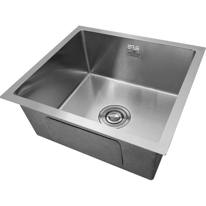 Кухонная мойка Kroner KRP Gebürstet 4843HM (Geburstet-4843HM, 48x43 см, 3.0/1.0 мм, с коландером и сифоном), Доступные размеры: 48 x 43, Тип поверхности: brash (брашированная, матовая), фото 2