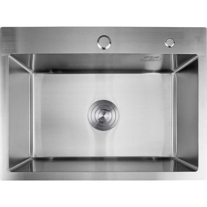 Кухонная мойка Kroner KRP Gebürstet 5843HM (Geburstet-5843HM, 58x43 см, 3.0/1.0 мм, с коландером и сифоном), Доступные размеры: 58 x 43, фото 