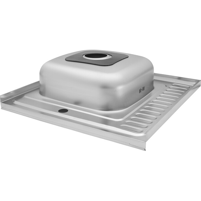 Мийка для кухні Kroner KRP Dekor 6060L (Dekor-6060L06160, 60x60 см, 0.6 мм, з сифоном), Доступні розміри: 60 x 60 L, Тип поверхні: декор (рифленая), фото , изображение 8