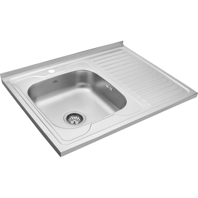 Мойка для кухни Kroner KRP Dekor 6080L (Dekor-6080L06160, 80x60 см, 0.6 мм, с сифоном), Доступные размеры: 80 x 60 L, Тип поверхности: декор (рифленая), фото 3