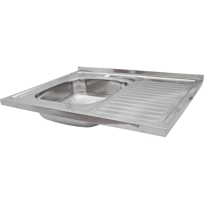 Мойка для кухни Kroner KRP Polierte 6080L (Polierte-6080L06160, 80x60 см, 0.6 мм, с сифоном), Доступные размеры: 80 x 60 L, Тип поверхности: полировка (блестящая), фото 3