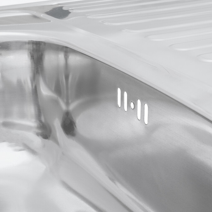 Мойка для кухни Kroner KRP Polierte 6080L (Polierte-6080L06160, 80x60 см, 0.6 мм, с сифоном), Доступные размеры: 80 x 60 L, Тип поверхности: полировка (блестящая), фото 5