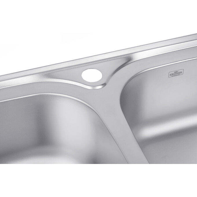 Мийка для кухні Kroner KRP Satin 5080Z (Satin-5080Z08180N, 80x50 см, 0.8 мм, з сифоном), фото , изображение 4