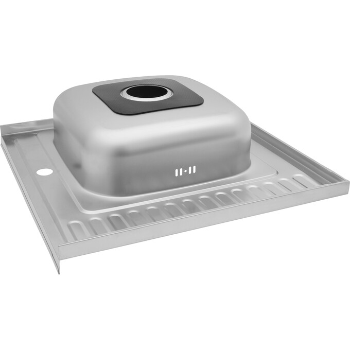 Мийка для кухні Kroner KRP Satin 6060L (Satin-6060L06160, 60x60 см, 0.6 мм, з сифоном), Доступні розміри: 60 x 60 L, Тип поверхні: сатин (матовая), фото , изображение 3