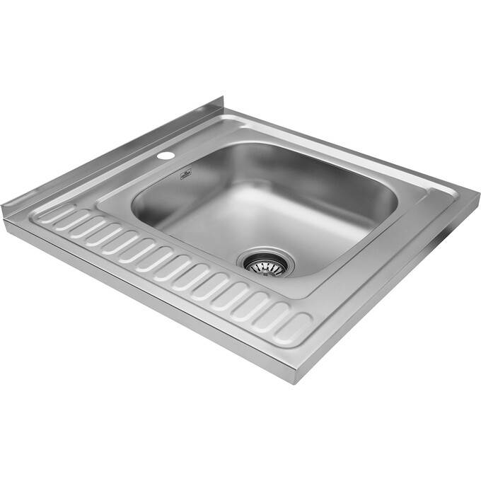 Мийка для кухні Kroner KRP Satin 6060R (Satin-6060R06160, 60x60 см, 0.6 мм, з сифоном), Доступні розміри: 60 x 60 R, Тип поверхні: сатин (матовая), фото , изображение 2