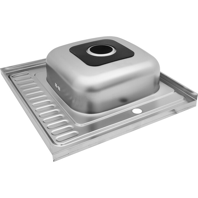 Мийка для кухні Kroner KRP Satin 6060R (Satin-6060R06160, 60x60 см, 0.6 мм, з сифоном), Доступні розміри: 60 x 60 R, Тип поверхні: сатин (матовая), фото , изображение 4