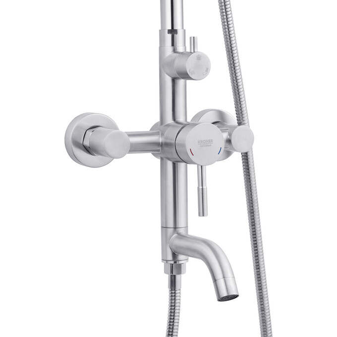 Душевая система Kroner KRP Edelstahl Klassisch ESG063 (Klassisch-ESG063, нержавейка, с изливом), Цвет производителя: нержавейка, фото 2