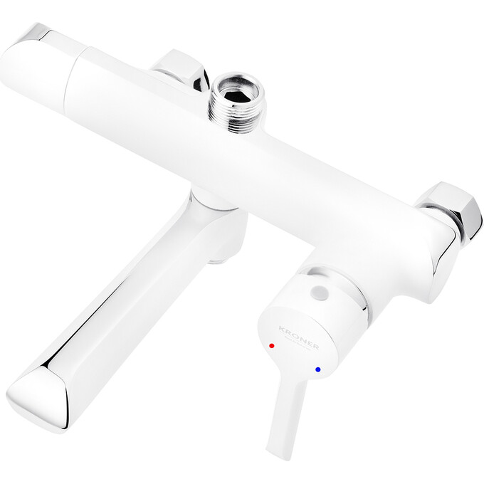 Душевая система Kroner KRP Essen W063 (Essen-W063, белый/хром, с изливом), Цвет производителя: белый матовый, хром, фото 2