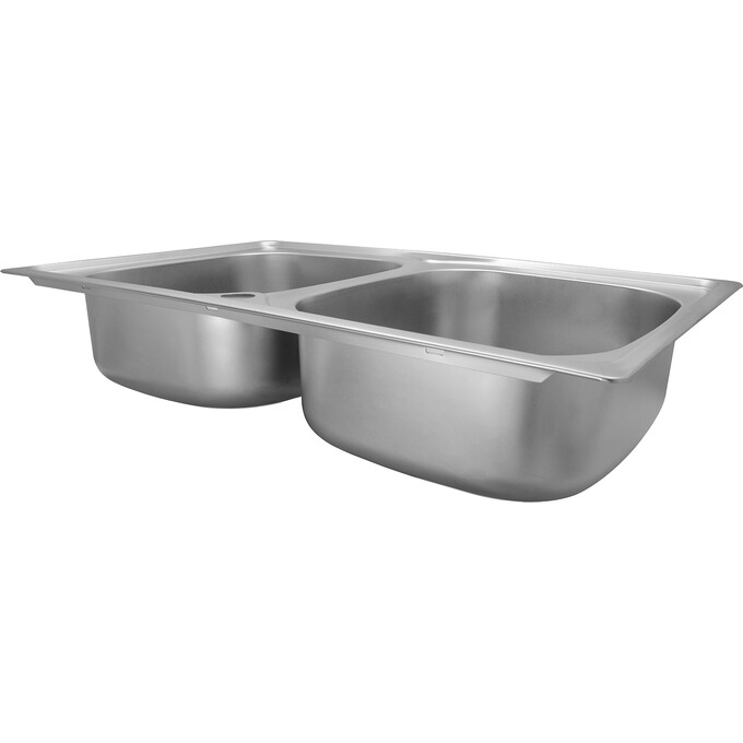 Подвійна кухонна мийка Kroner KRP Satin 7948Z (Satin-7948Z, 80x50 см, 0.8 мм, з сифоном), фото , изображение 3