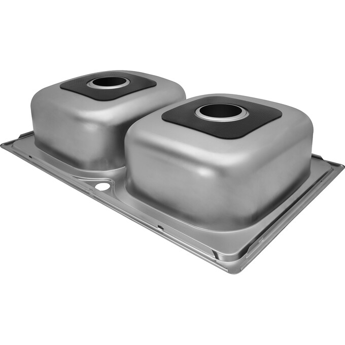 Подвійна кухонна мийка Kroner KRP Satin 7948Z (Satin-7948Z, 80x50 см, 0.8 мм, з сифоном), фото , изображение 4