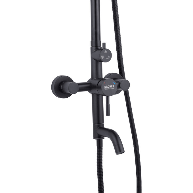 Душевая система Kroner KRP Edelstahl Klassisch SCH063 (Klassisch-SCH063, черная матовая, с изливом), Цвет производителя: черный матовый, фото 2