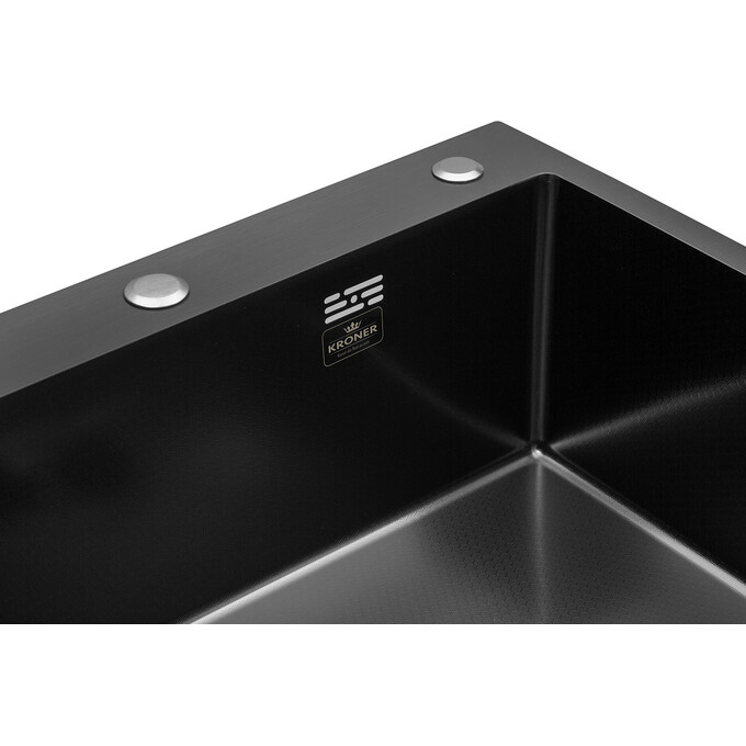 Кухонная мойка Kroner KRP Derby 6050HM PVD (KD6050HM, 60x50 см, 2.5/0.5 мм, с сифоном), Доступные размеры: 60 x 50, Тип поверхности: PVD, фото 5