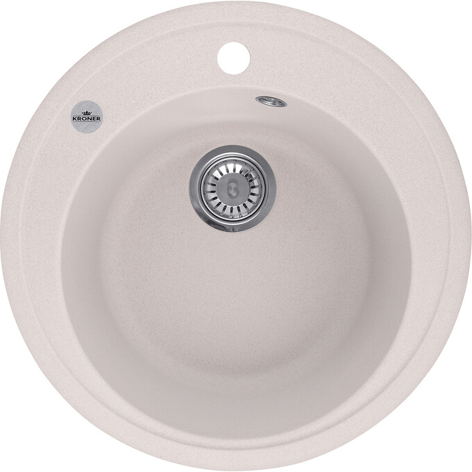Кухонная мойка Kroner KRP Komposit COL 510 (KompositCOL-510, бежевая, 51 см, с сифоном), Цвет производителя: бежевый, фото 