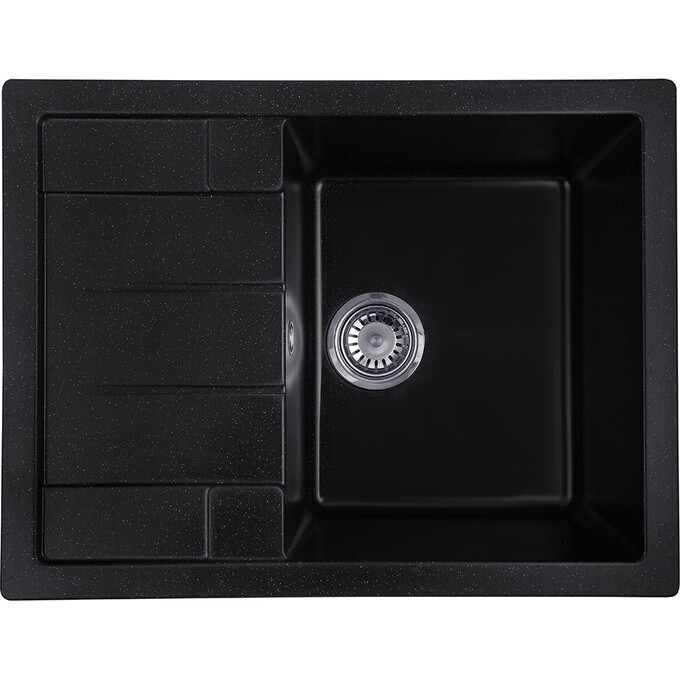 Кухонна мийка Kroner KRP Komposit SCH 6550 (KompositSCH-6550, чорна, 65x49 см, із сифоном), Колір виробника: чорний, фото 