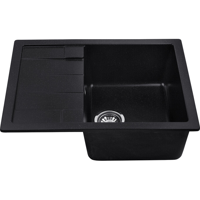 Кухонна мийка Kroner KRP Komposit SCH 6550 (KompositSCH-6550, чорна, 65x49 см, із сифоном), Колір виробника: чорний, фото , изображение 3