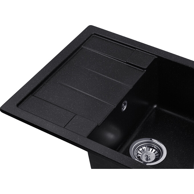 Кухонна мийка Kroner KRP Komposit SCH 6550 (KompositSCH-6550, чорна, 65x49 см, із сифоном), Колір виробника: чорний, фото , изображение 4