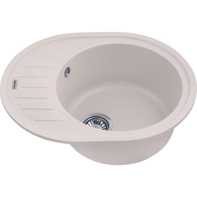 Кухонная мойка Kroner KRP Komposit COL 6250 (KompositCOL-6250, бежевая, 61x49 см, с сифоном), Доступные размеры: 61 x 49, Цвет производителя: бежевый, фото 3