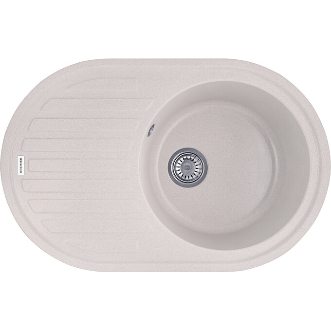 Кухонная мойка Kroner KRP Komposit COL 7750 (KompositCOL-7750, бежевая, 78x50 см, с сифоном), Доступные размеры: 78 x 50, Цвет производителя: бежевый, фото 