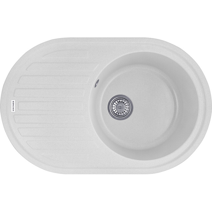 Кухонная мойка Kroner KRP Komposit GRA 7750 (KompositGRA-7750, серая, 78x50 см, с сифоном), Доступные размеры: 78 x 50, Цвет производителя: серый, фото 