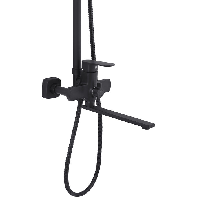 Душевая система Kroner KRP Armada SCH067 (Armada-SCH067, черная матовая, с изливом), Цвет производителя: черный матовый, фото 2