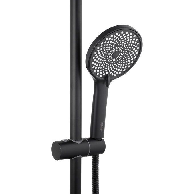 Душевая система Kroner KRP Armada SCH065 (Armada-SCH065, черный/хром, с полкой и каскадный изливом), Цвет производителя: черный матовый, хром, фото 7