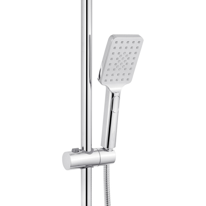 Душевая система Kroner KRP Armada W066 (Armada-W066, хром/белый, с полкой, каскадным изливом и гигиеническим душем), Цвет производителя: хром, белый, фото 6