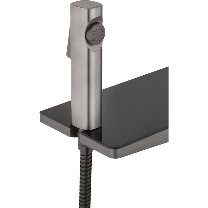 Душевая система Kroner KRP Armada GRP066 (Armada-GRP066, графит, с полкой, каскадным изливом и гигиеническим душем), Цвет производителя: графит, фото 8