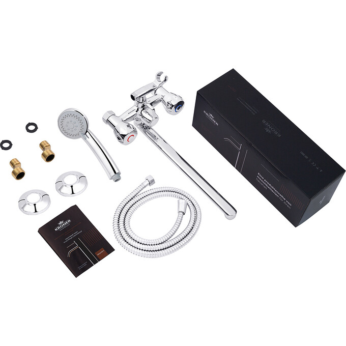 Змішувач для ванни Kroner KRP Hamburg C070 (з лійкою та шлангом), фото , изображение 7