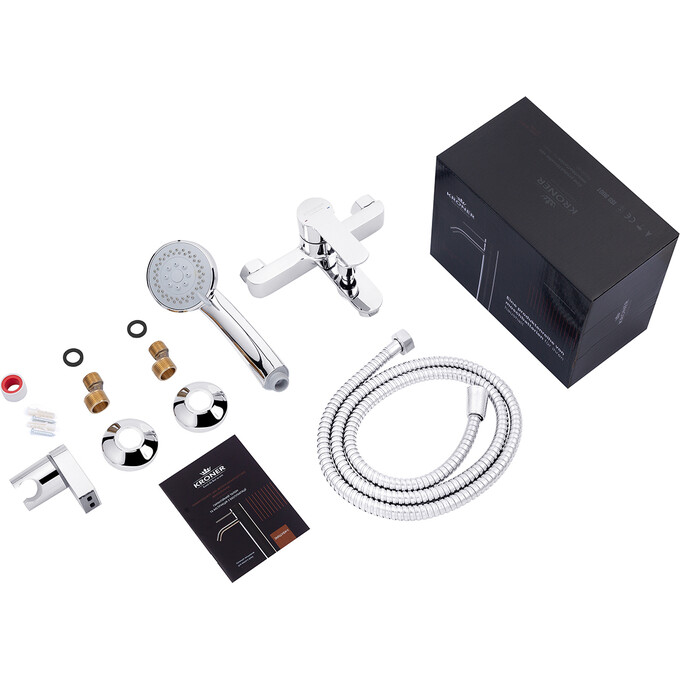 Змішувач для ванни Kroner KRP Bremen C060 (з лійкою та шлангом), фото , изображение 8