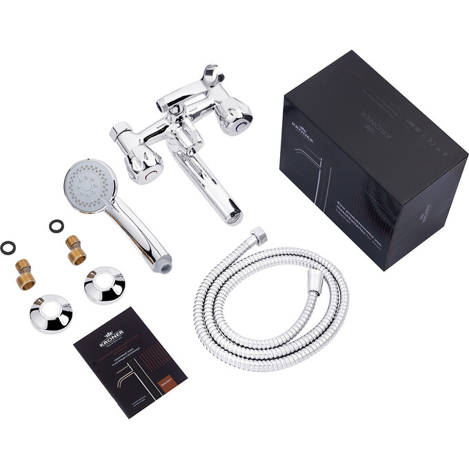 Змішувач для ванни Kroner KRP Hamburg C060 (з лійкою та шлангом), фото , изображение 6