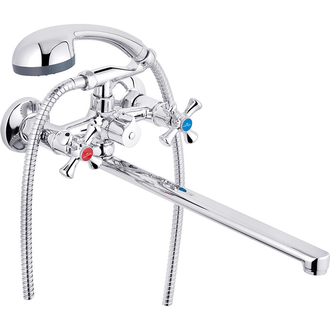 Змішувач для ванни Kroner KRP Rhein C070 (з лійкою та шлангом), фото 