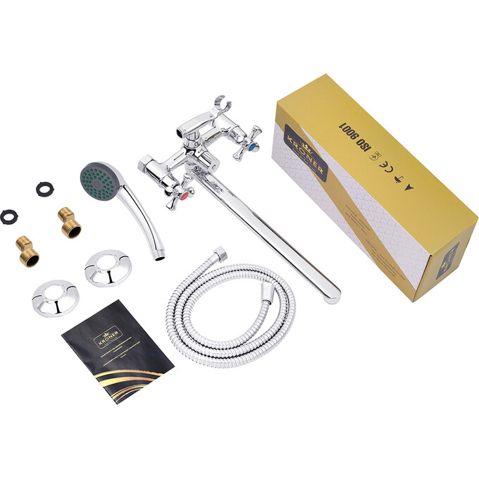 Змішувач для ванни Kroner KRP Rhein C070 (з лійкою та шлангом), фото , изображение 7