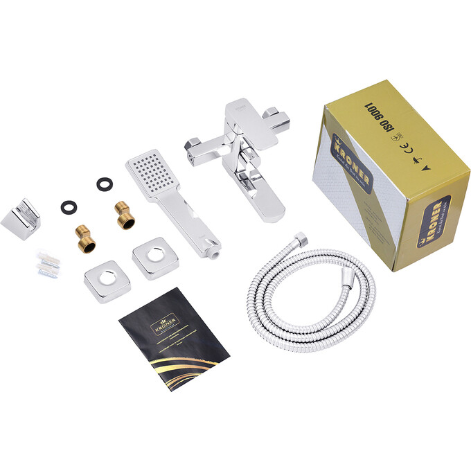 Змішувач для ванни Kroner KRP Ems C060 (з лійкою та шлангом), фото , изображение 7