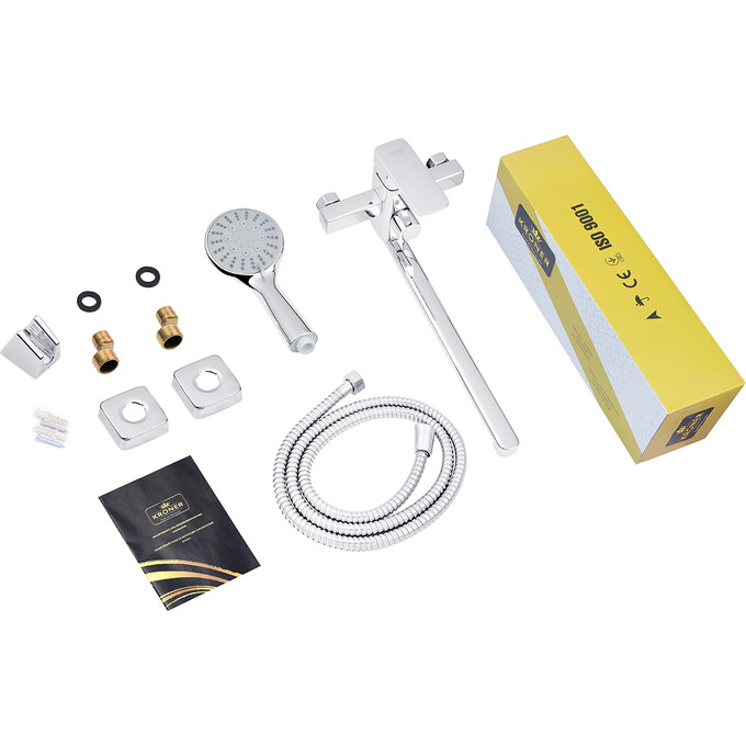 Змішувач для ванни Kroner KRP Ems C070 (з лійкою та шлангом), фото , изображение 6