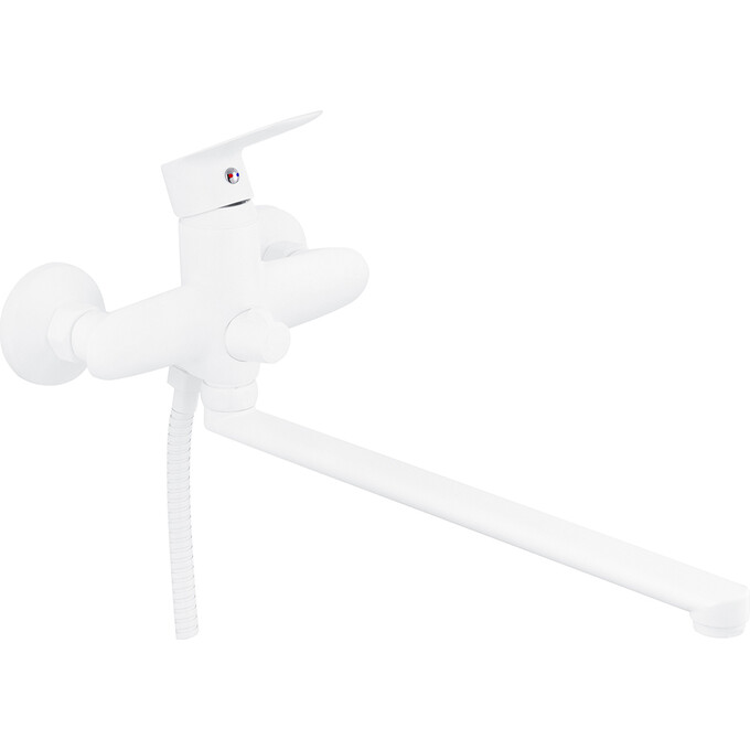 Змішувач для ванни Kroner KRP Fulda W070 (білий матовий, з лійкою та шлангом), фото , изображение 2