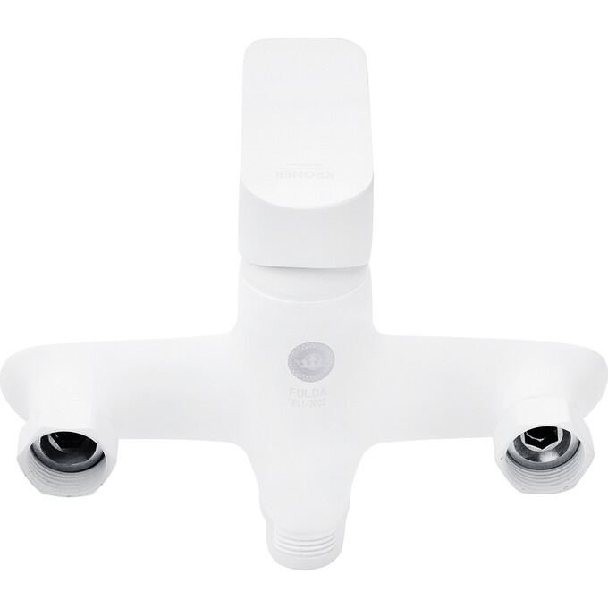 Змішувач для ванни Kroner KRP Fulda W070 (білий матовий, з лійкою та шлангом), фото , изображение 4