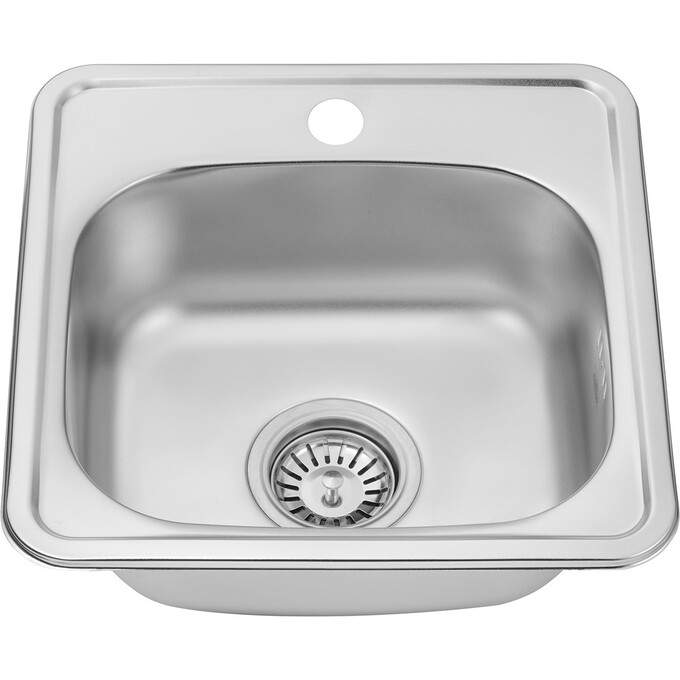 Кухонна мийка Kroner KRP Satin 3838 (Satin-383806160, 38x38 см, 0.6 мм, з сифоном), фото , изображение 3
