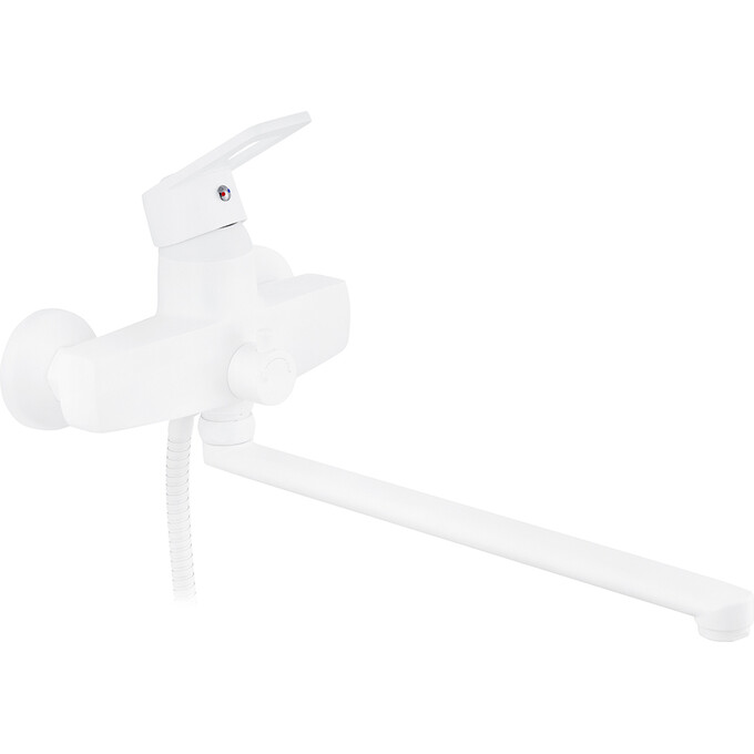 Змішувач для ванни Kroner KRP Zenda W070 (білий матовий, з лійкою та шлангом), фото , изображение 2