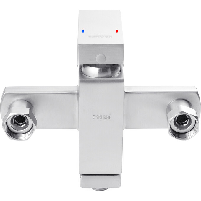 Змішувач для ванни Kroner KRP Edelstahl Kubus ESG070 (нержавіюча сталь, з лійкою та шлангом), фото , изображение 3