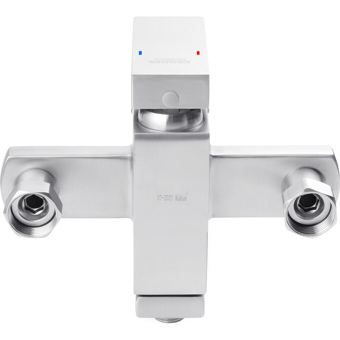 Змішувач для ванни Kroner KRP Edelstahl Kubus ESG060 (нержавіюча сталь, з лійкою та шлангом), Колір виробника: нержавіюча сталь, фото , изображение 4