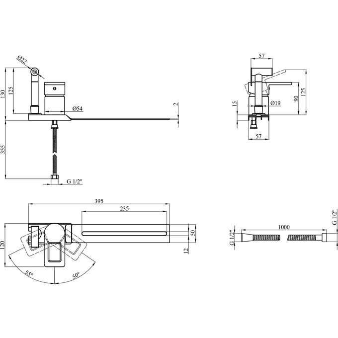 Гигиенический душ со смесителем Kroner KRM Zenda W025 (белый матовый, с приставкой для унитаза), Цвет производителя: белый матовый, фото 6